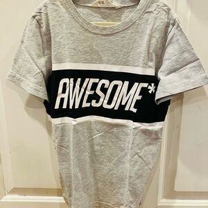 H&M Kids Light Grey and Black 'AWESOME' Graphic Tee